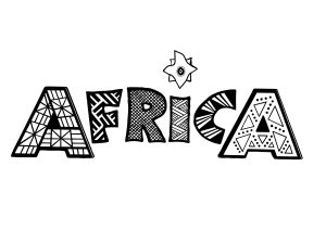 La parola "AFRICA" con bellissimi e variegati disegni da colorare