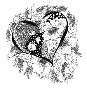 Cuore Con Fiori E Foglie