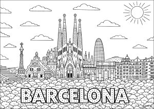 Un incantevole panorama di Barcellona sotto il sole mediterraneo