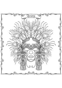 Maschera Di Carnevale Veneziana Con Piume E Ornamenti