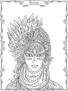 Maschera Di Carnevale Veneziana Con Piume