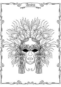 Maschera Di Carnevale Veneziana Con Bellissime Piume