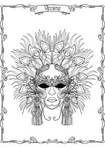 Maschera Di Carnevale Veneziana Con Bellissime Piume