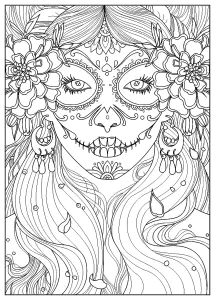 Pagina Da Colorare Di Trucco Del Giorno Dei Morti
