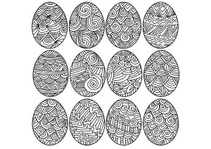 Dodici uova di pasqua da colorare