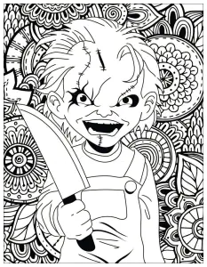 Horror Colorazione Pagina Chucky