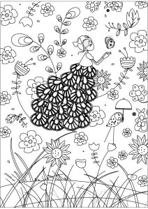 Una Fata Elegante Che Fluttua Intorno A Fiori Bellissimi E Variegati
