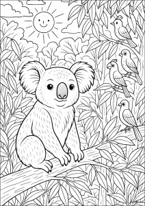 Un koala sereno nel suo albero di eucalipto