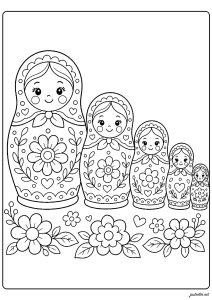 Set di matrioske floreali russe