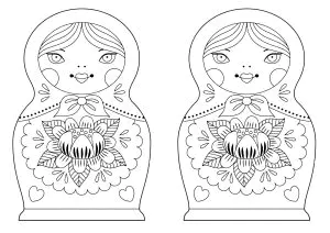 Due Bambole Russe Con Fiore Di Loto