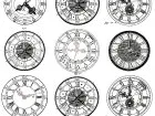 Incisione Di Orologi Antichi, Molto Diversi Nei Loro Stili