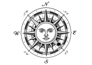 Kompassrose: Sonne Und Himmelsrichtungen