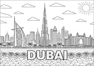 Emblematisches panorama dubais, zwischen moderne und architektonischem exzess