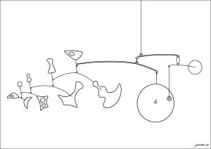 Alexander Calder - Verstreute Objekte mit Messinggong (1948)