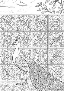Majestätischer Pfau zwischen Azulejos