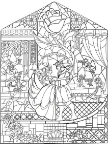 Prinz Und Prinzessin In Einer Malvorlage, Die Jugendstil Und Die Disney Welt Verbindet