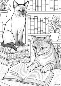 Bücherliebende Katzen