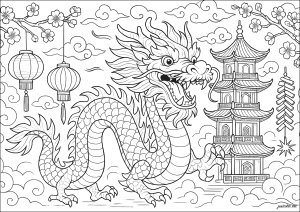 Tanzender Drache zum Neujahrsfest