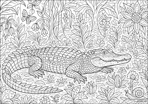 Krokodil in einer grünen Umgebung