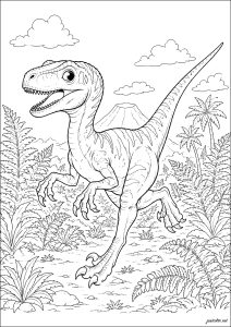 Velociraptor im prähistorischen Dschungel