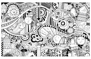 Lustige Doodle-Stadt