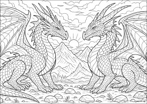 Zwei Drachen stehen sich gegenüber