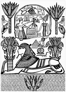 Sphynx und Hieroglyphen