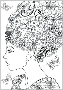 Frau Mit Blumigem Haar