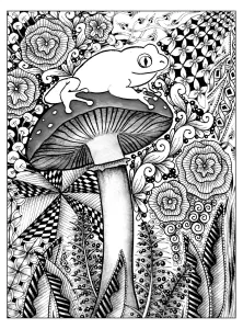 Frosch, Pilz Und Blätter