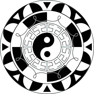 Einfaches Mandala mit Yin & Yang Symbol