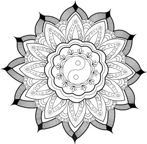 Mandala Yin & Yang Und Blätter
