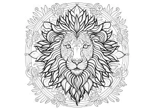 Löwenkopf in einem Mandala