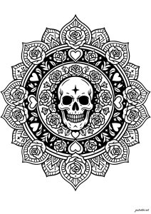 Mystisches Mandala mit geschnitzten Rosen