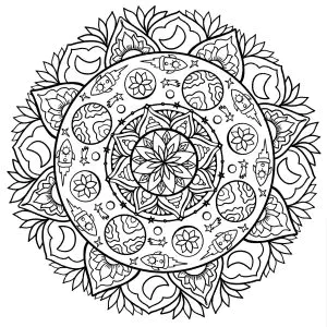 Mandala Mit Planeten Und Raketen