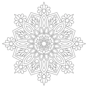 Hübsches Mandala, Halb Abstrakt, Halb Pflanzlich