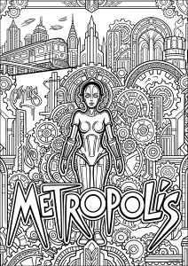 Metropolis – Futuristische Stadt und die Roboter Maria inspiriert vom Kultfilm