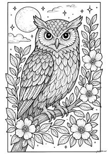 Lunar owl in his nocturnal kingdom