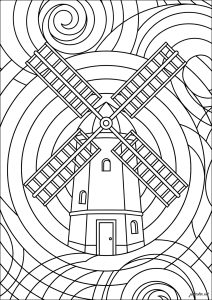 Wirbelwind um eine Windmühle