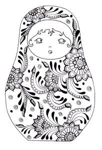 Russische Puppe Und Blumen