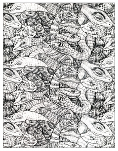 Zeichnung voller Schlangen