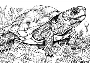 Sehr realistische Schildkröte mit vielen Details