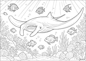 Der mantarochen und das korallenriff