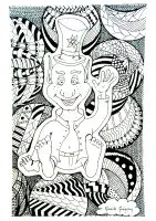 Kobold Auf Zentangle Muster Hintergrund
