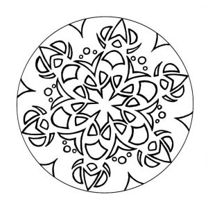 Magnífico mandala geométrico con una flor en el centro. Muy fácil de colorear.