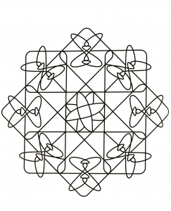 Hay muy pocos detalles para colorear en este sencillo y original mandala, que gustará a niños y adultos que buscan la sencillez.