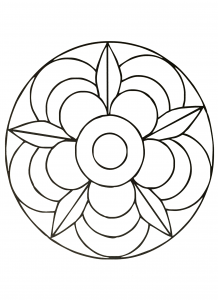 Magnífico mandala que representa una flor muy bonita. Muy fácil de colorear.