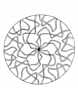 Un mandala fácil de colorear, perfecto para los niños más pequeños, con amplias zonas para colorear.