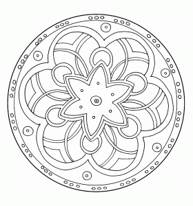 Mandala para colorear con espirales y una bonita estrella en el centro.