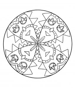 Mandala para colorear con espíritu de carnaval. Fácil de colorear para los niños.
