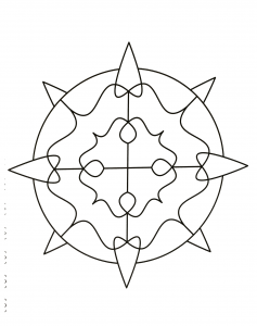 Descarga un mandala abstracto con diferentes formas. Muy fácil de colorear.